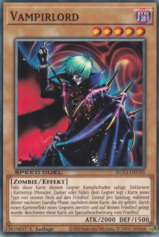 Vampirlord SGX3-DEC05 ist in Common Yu-Gi-Oh Karte aus Speed Duel GX: Duelists of Shadows 1.Auflage