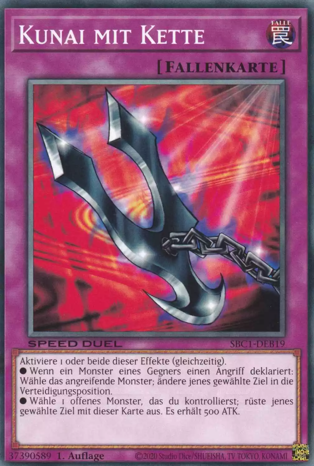 Kunai mit Kette SBC1-DEB19 ist in Common Yu-Gi-Oh Karte aus Streets of Battle City 1.Auflage