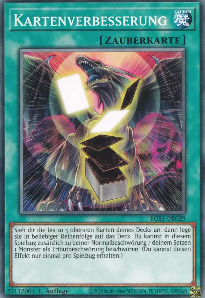 Kartenverbesserung EGS1-DE029 ist in Common Yu-Gi-Oh Karte aus God Deck Slifer 1.Auflage