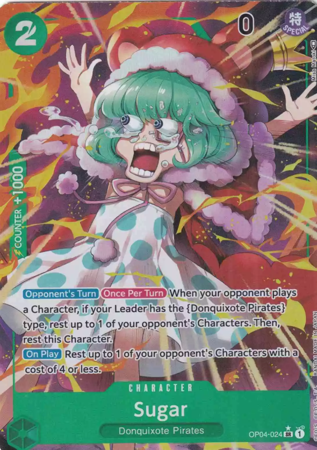 op04-024-a-sugar-super-rare-kingdoms-of-intrigue Sugar OP04-024 ist in Super Rare. Die One Piece Karte ist aus Kingdoms Of Intrigue in Parallel Alternative Art.