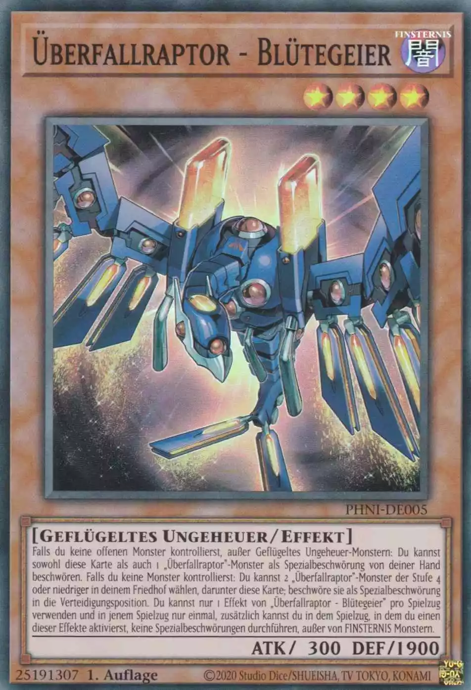 Überfallraptor - Blütegeier PHNI-DE005 ist in Super Rare Yu-Gi-Oh Karte aus Phantom Nightmare 1.Auflage