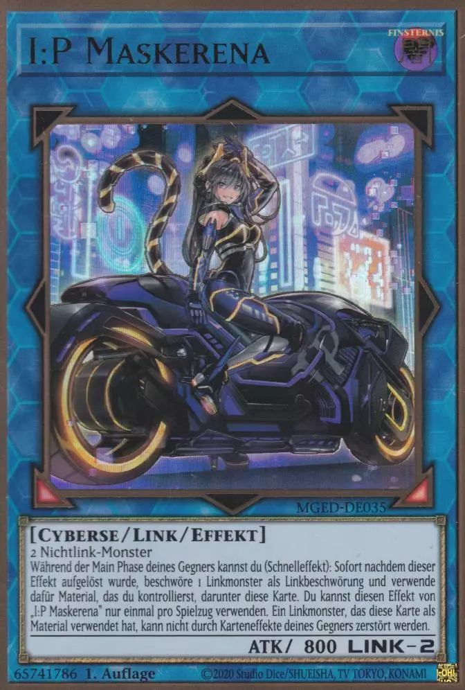 I:P Maskerena (alternativ art) MGED-DE035 ist in Premium Gold Rare Yu-Gi-Oh Karte aus Maximum Gold El Dorado 1.Auflage