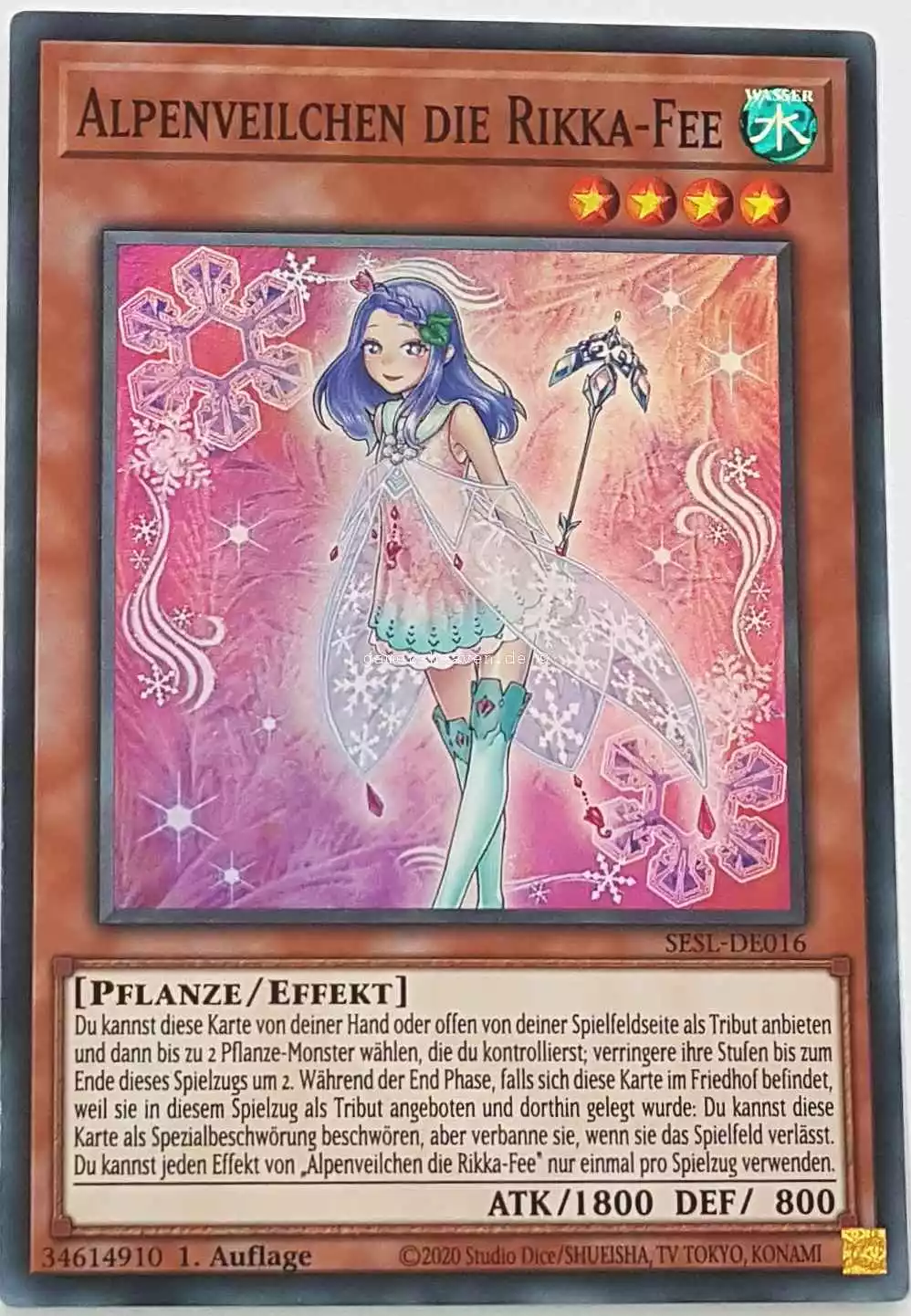 Alpenveilchen die Rikka-Fee SESL-DE016 ist in Super Rare Yu-Gi-Oh Karte aus Secret Slayers 1.Auflage