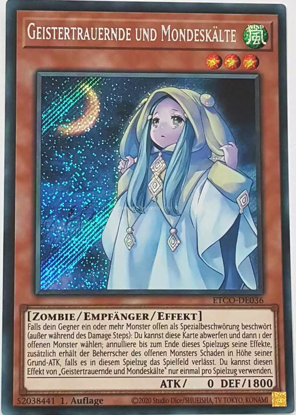 Geistertrauernde und Mondeskälte ETCO-DE036 ist in Secret Rare Yu-Gi-Oh Karte aus Eternity Code 1.Auflage