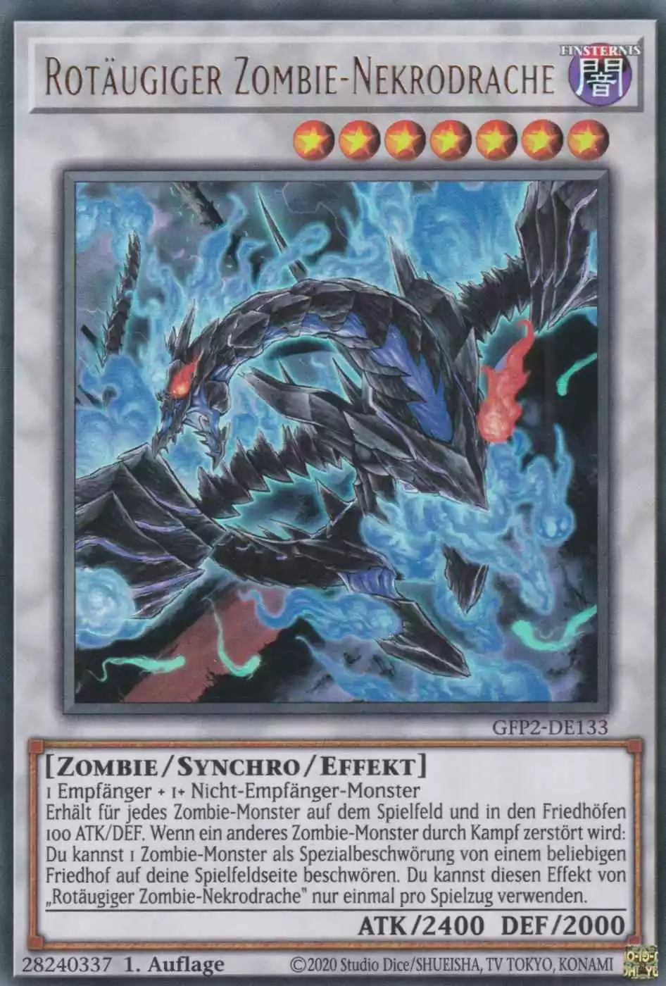 Rotäugiger Zombie-Nekrodrache GFP2-DE133 ist in Ultra Rare Yu-Gi-Oh Karte aus Ghosts from the Past The 2nd Haunting 1.Auflage