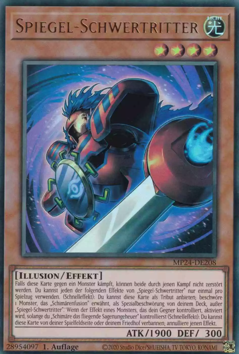 Spiegel-Schwertritter MP24-DE208 ist in Ultra Rare Yu-Gi-Oh Karte aus 25th Anniversary Tin Dueling Mirrors 1.Auflage