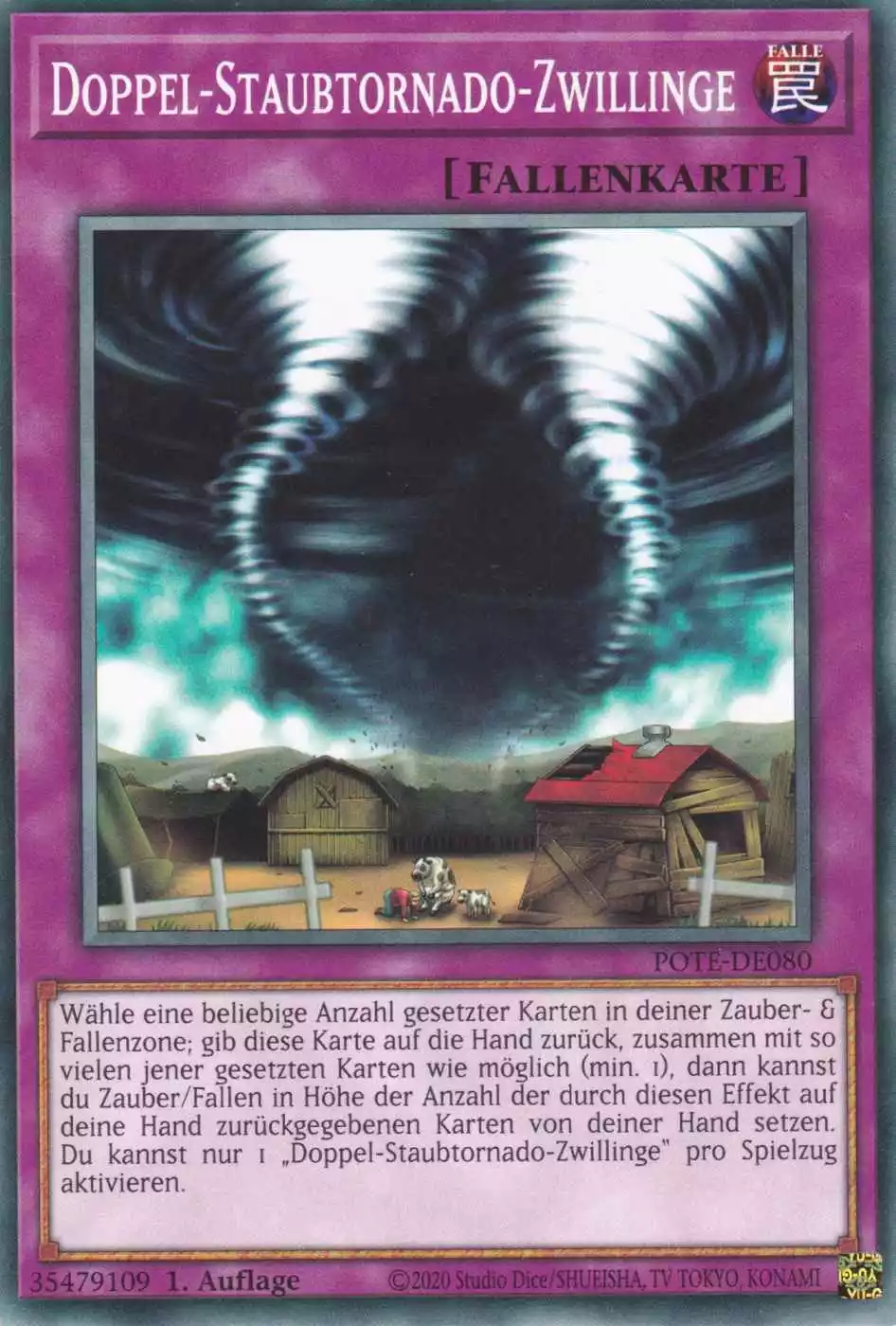 Doppel-Staubtornado-Zwillinge POTE-DE080 ist in Common Yu-Gi-Oh Karte aus Power of the Elements 1.Auflage