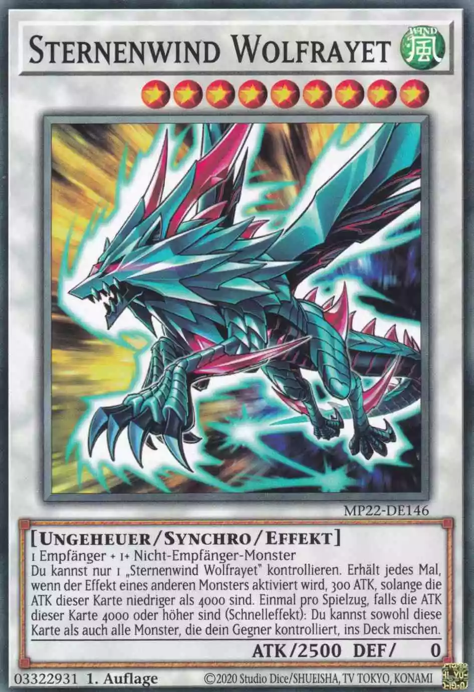 Sternenwind Wolfrayet MP22-DE146 ist in Common Yu-Gi-Oh Karte aus Tin of the Pharaoh’s Gods 1.Auflage