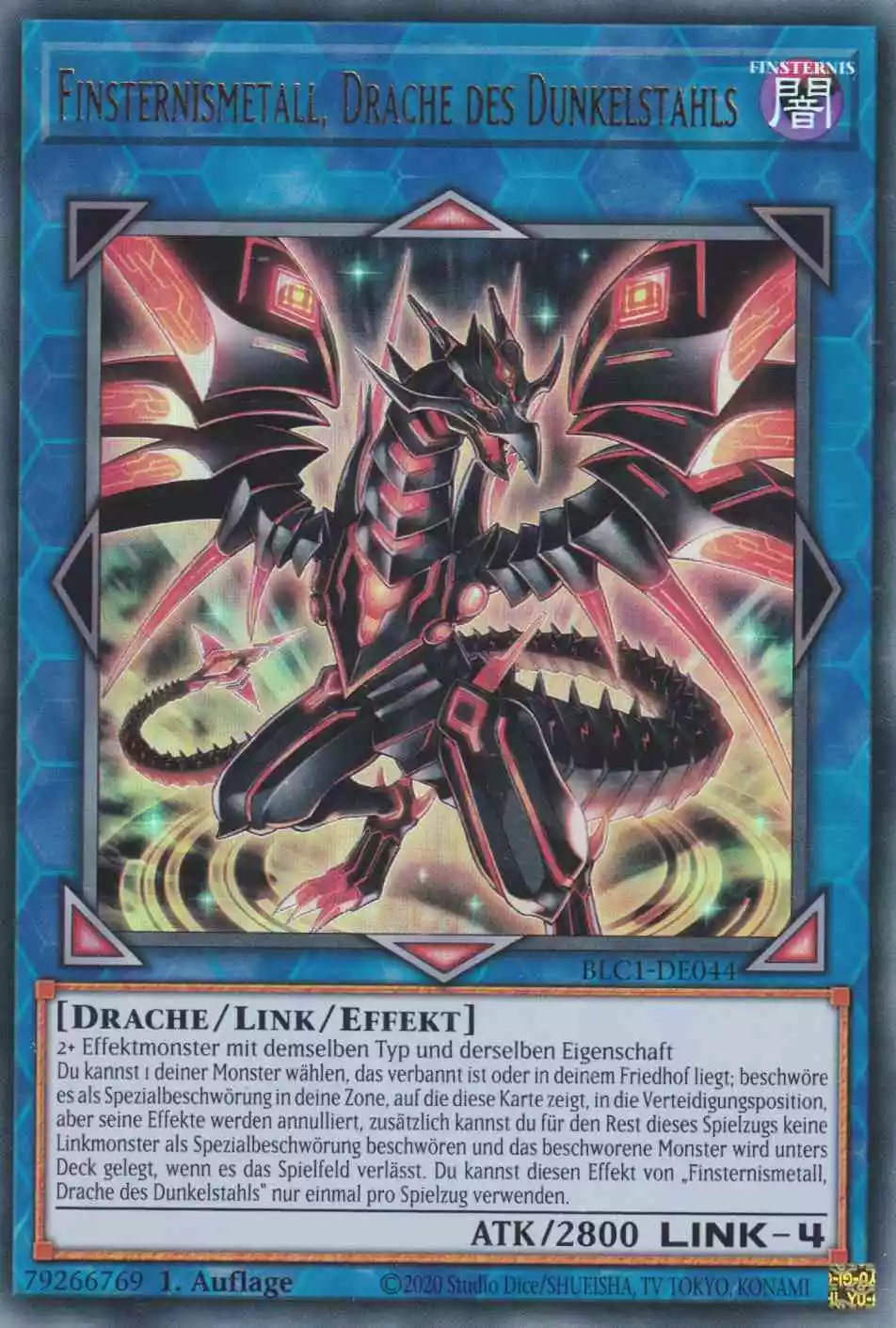 Finsternismetall, Drache des Dunkelstahls BLC1-DE044 ist in Ultra Rare Yu-Gi-Oh Karte aus Battles of Legend Chapter 1 1.Auflage