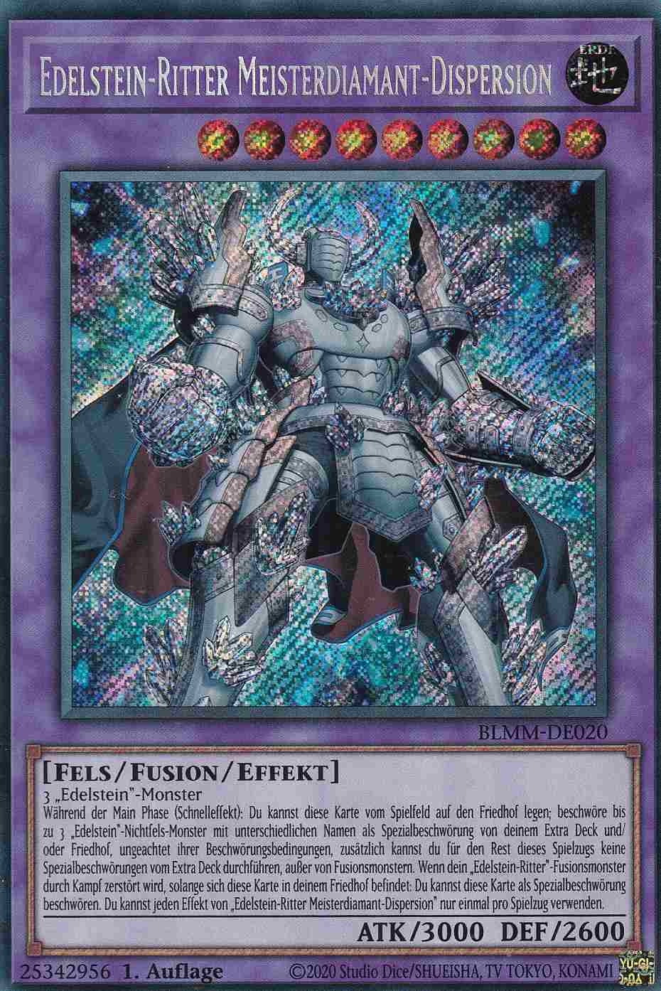 Edelstein-Ritter Meisterdiamant-Dispersion BLMM-DE020 ist in Secret Rare Yu-Gi-Oh Karte aus Battles of Legend Monster Mayhem 1.Auflage
