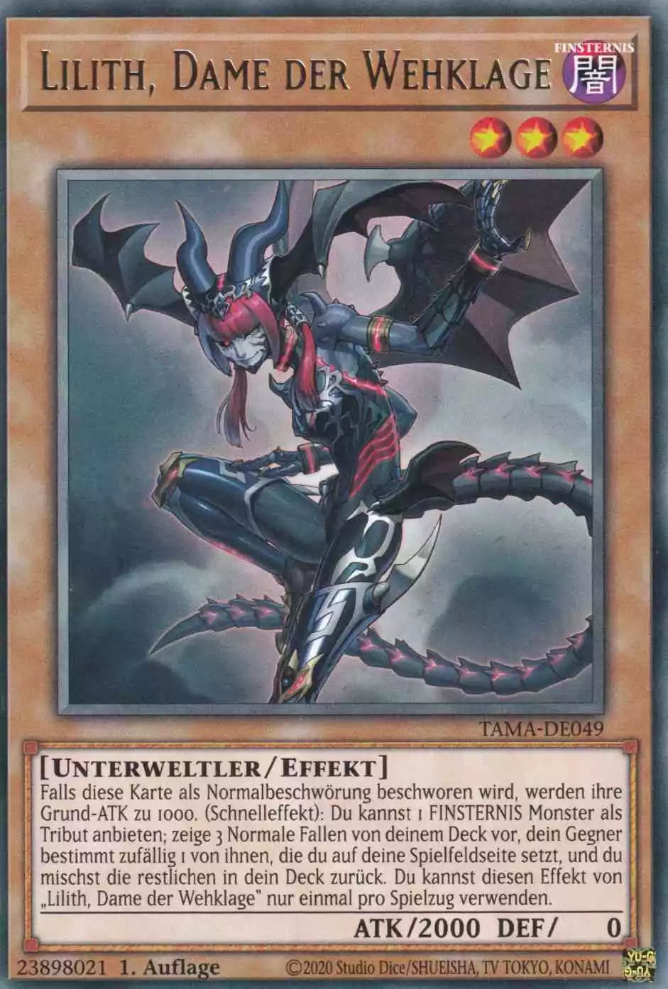 Lilith, Dame der Wehklage TAMA-DE049 ist in Rare Yu-Gi-Oh Karte aus Tactical Masters 1.Auflage