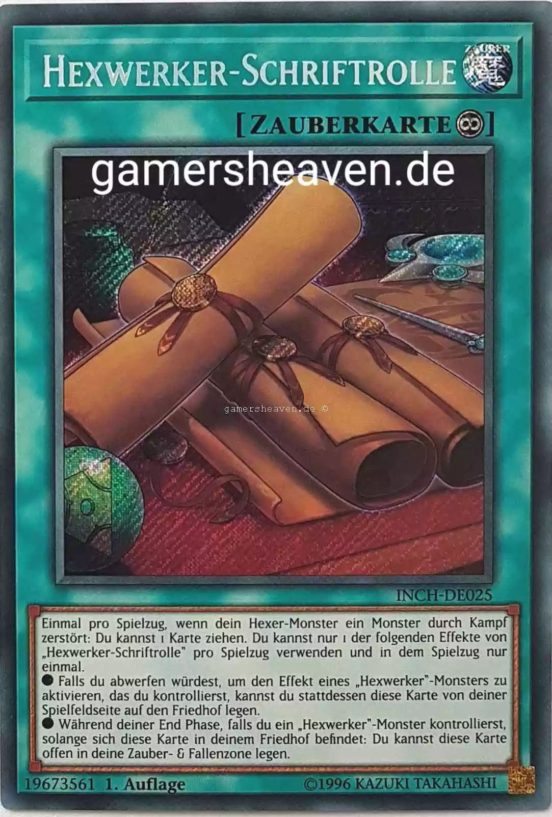 Hexwerker-Schriftrolle INCH-DE025 ist in Secret Rare Yu-Gi-Oh Karte aus The Infinity Chasers 1.Auflage