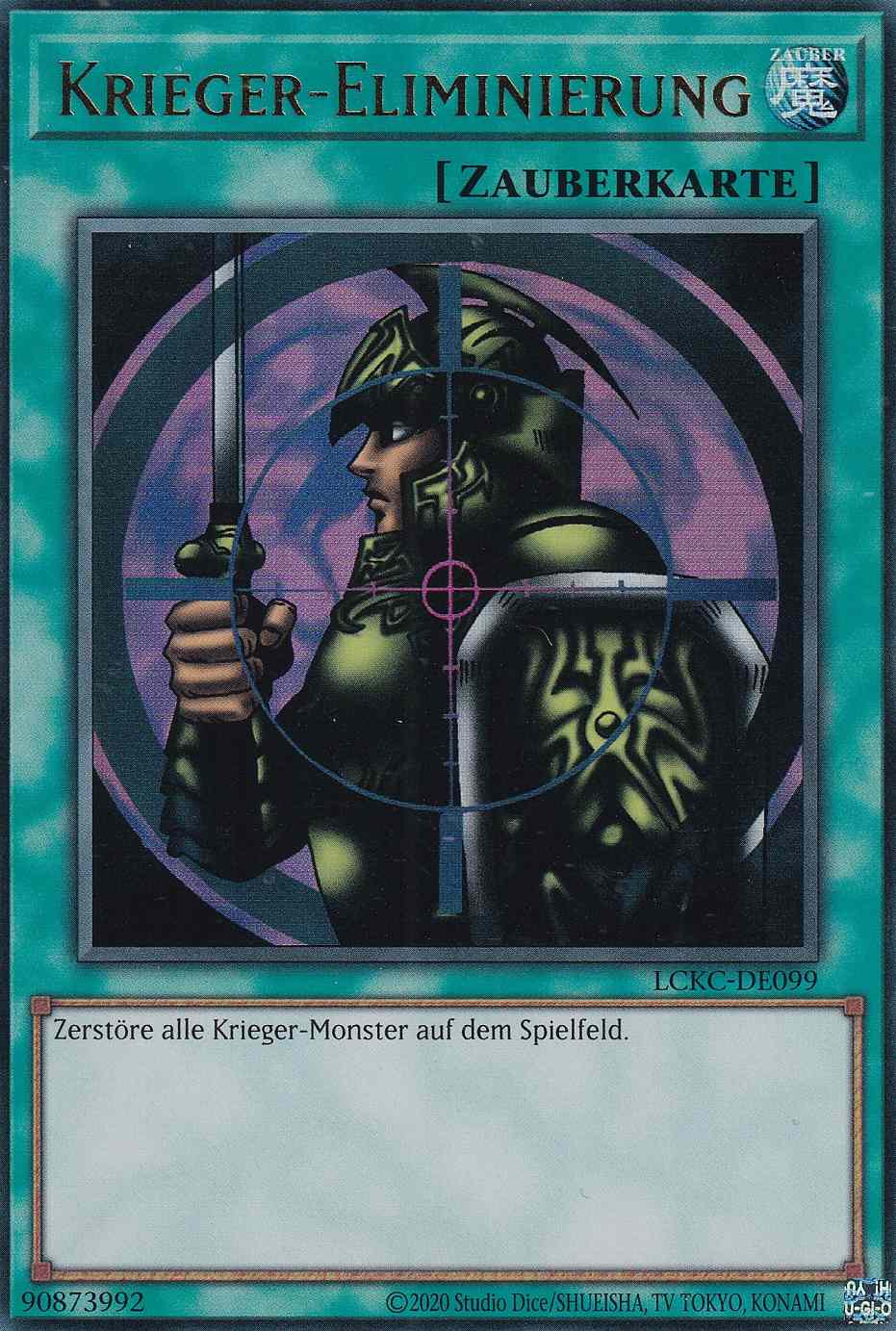 Krieger-Eliminierung Ultra Rare LCKC-DE099 Yugioh Karte Krieger-Eliminierung LCKC-DE099 ist in Ultra Rare Yu-Gi-Oh Karte aus Legendary Collection Kaiba unlimitiert