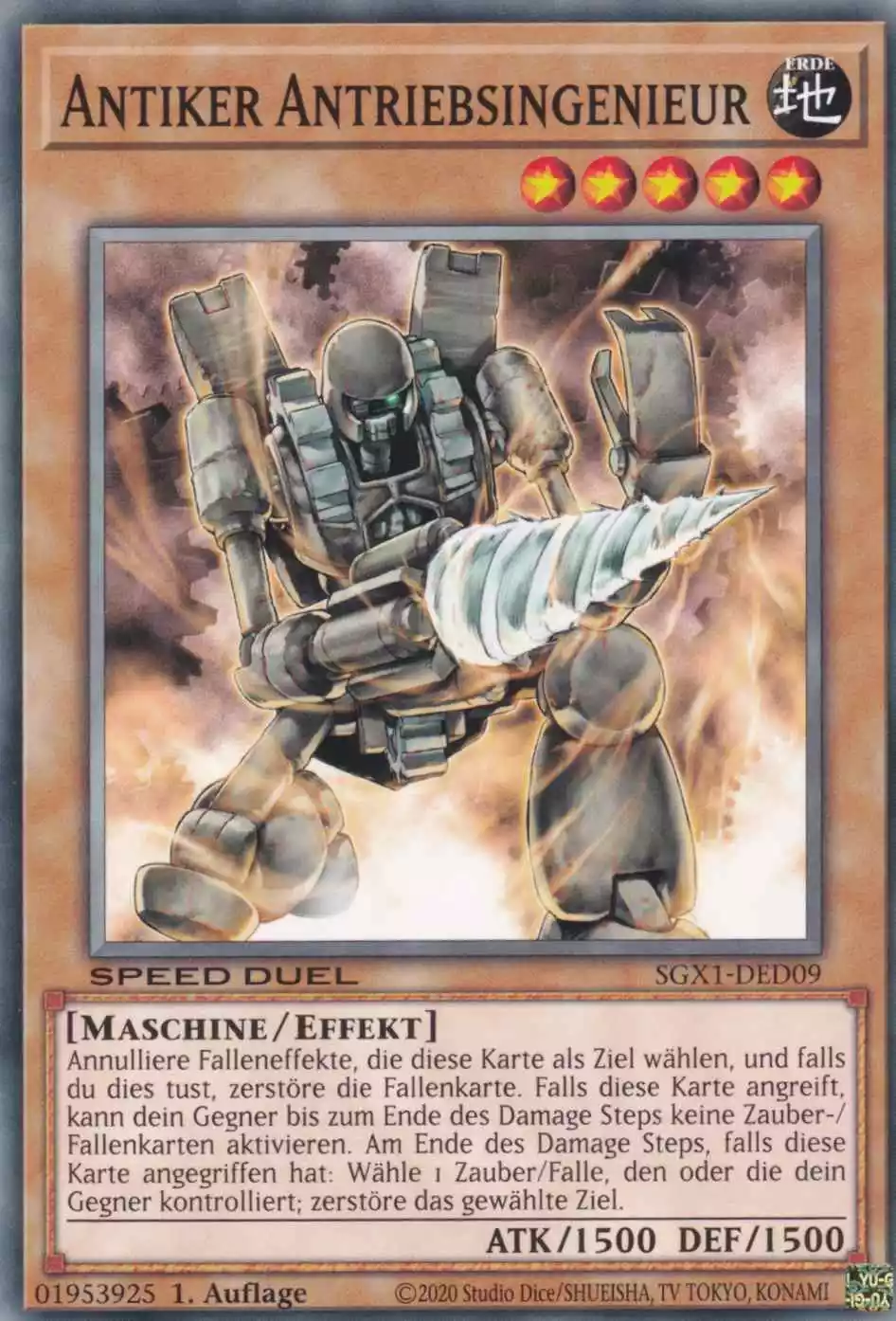 Antiker Antriebsingenieur SGX1-DED09 ist in Common Yu-Gi-Oh Karte aus Speed Duel GX Duel Academy Box 1.Auflage