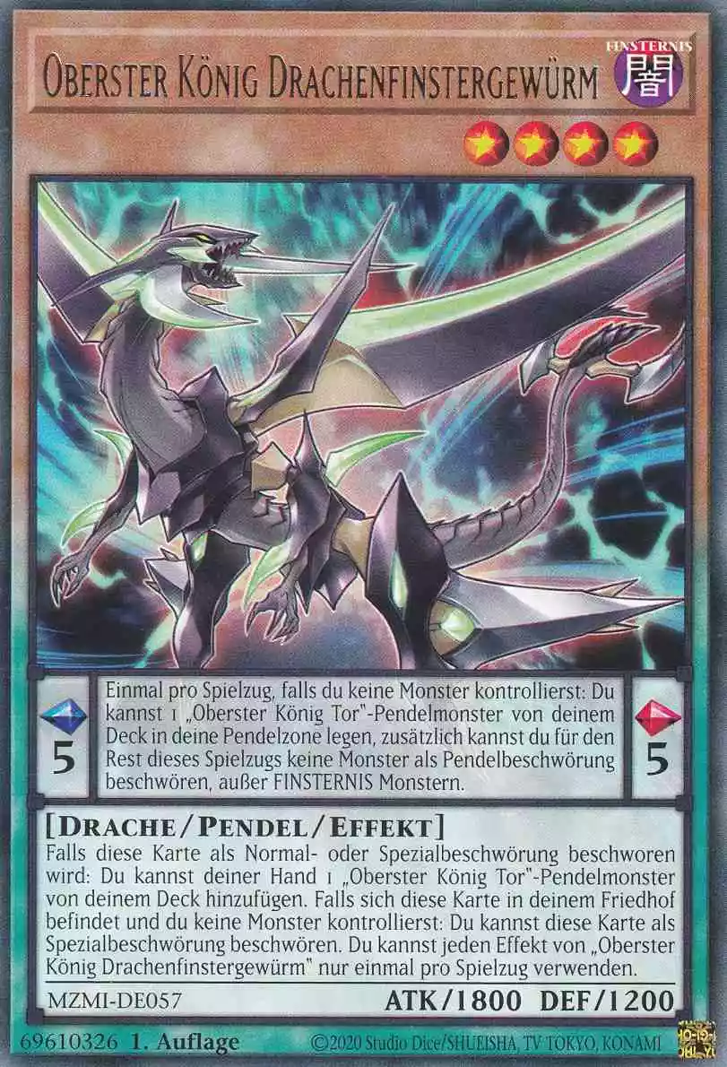 Oberster König Drachenfinstergewürm MZMI-DE057 ist in Rare Yu-Gi-Oh Karte aus Maze of Millennia 1.Auflage