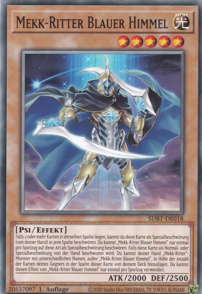 Mekk-Ritter Blauer Himmel SDBT-DE018 ist in Common Yu-Gi-Oh Karte aus Structure Deck: Beware of Traptrix 1.Auflage