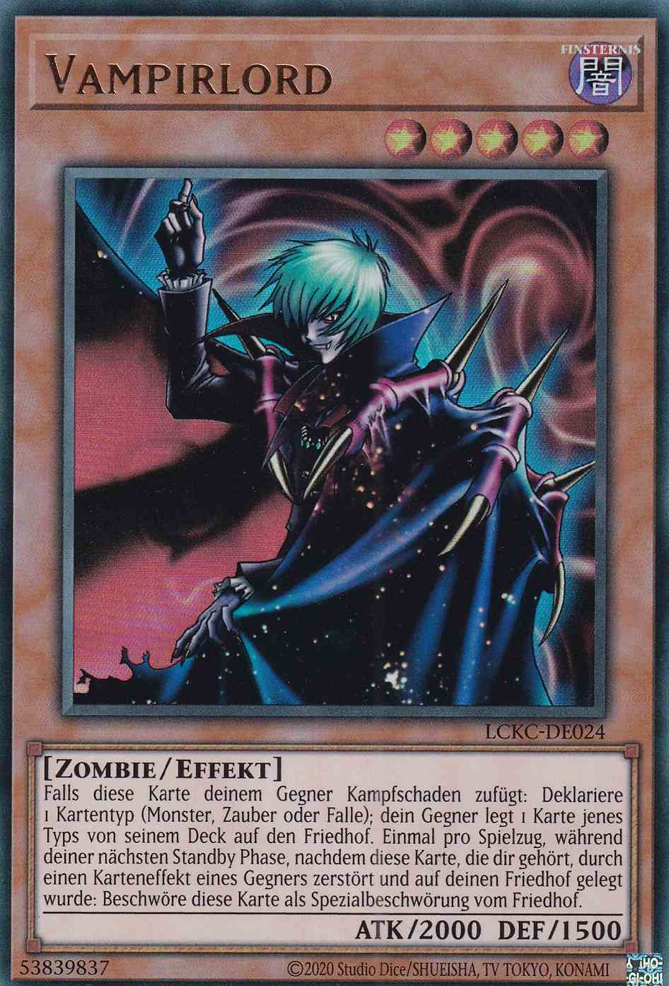 Vampirlord Ultra Rare LCKC-DE024 Yugioh Karte Vampirlord LCKC-DE024 ist in Ultra Rare Yu-Gi-Oh Karte aus Legendary Collection Kaiba unlimitiert