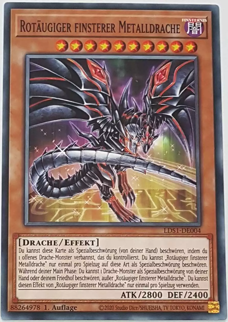 Rotäugiger finsterer Metalldrache LDS1-DE004 ist in Common Yu-Gi-Oh Karte aus Legendary Duelists: Season 1 1.Auflage