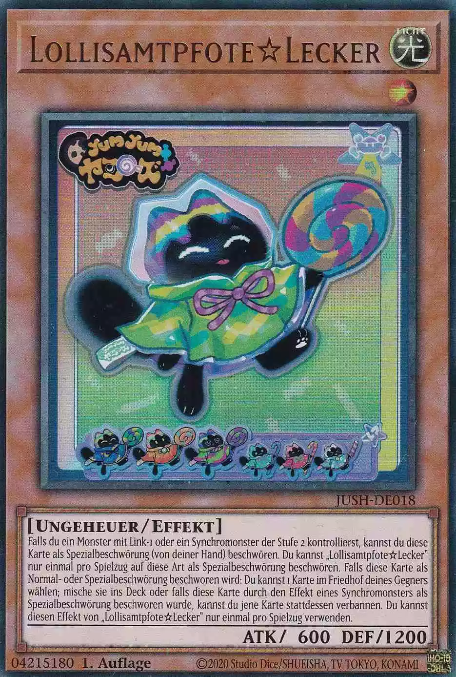 Lollisamtpfote☆Lecker Ultra Rare JUSH-DE018 Yugioh Karte Lollisamtpfote☆Lecker JUSH-DE018 ist in Ultra Rare Yu-Gi-Oh Karte aus Justice Hunters 1.Auflage