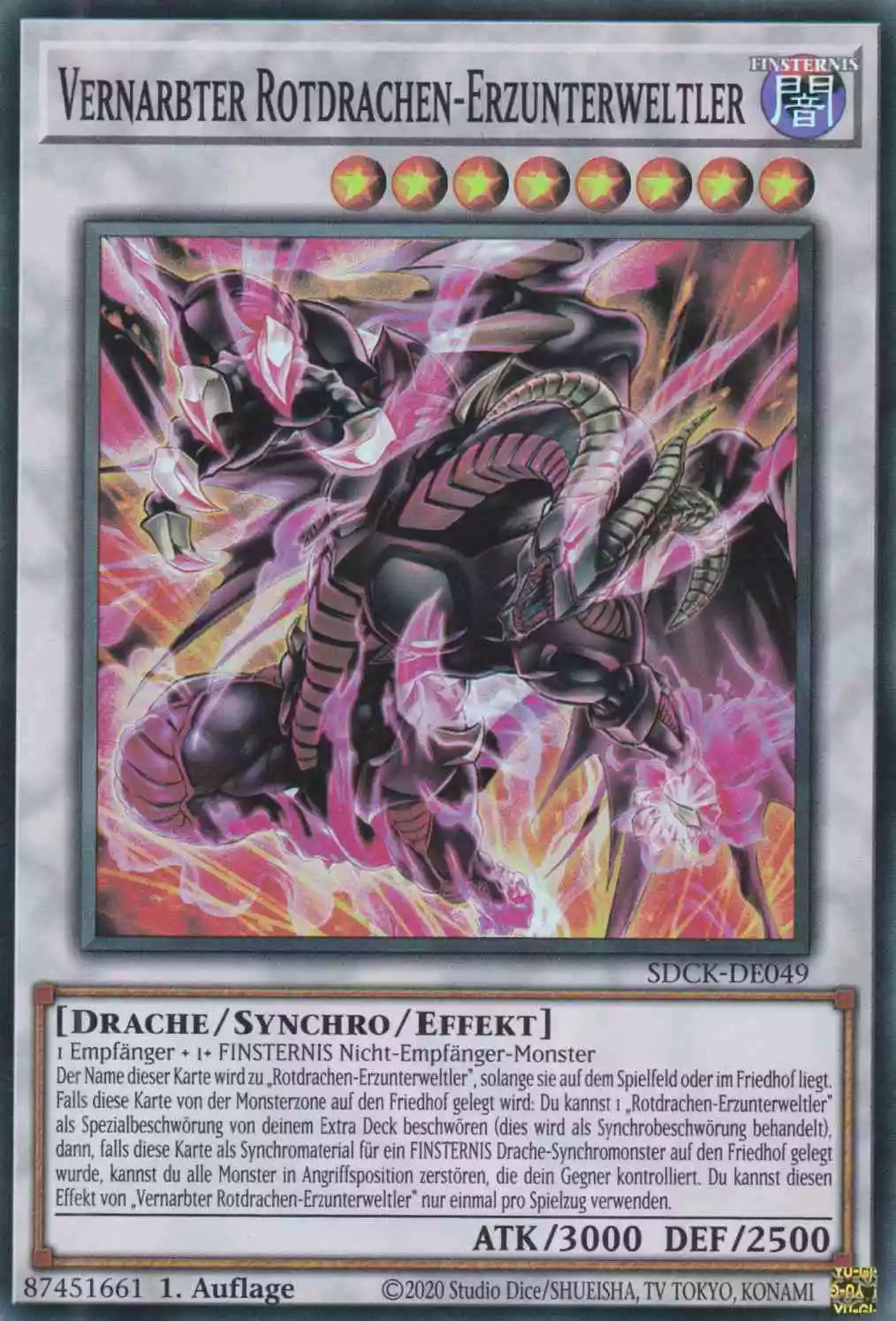 Vernarbter Rotdrachen-Erzunterweltler SDCK-DE049 ist in Super Rare Yu-Gi-Oh Karte aus The Crimson King 1.Auflage