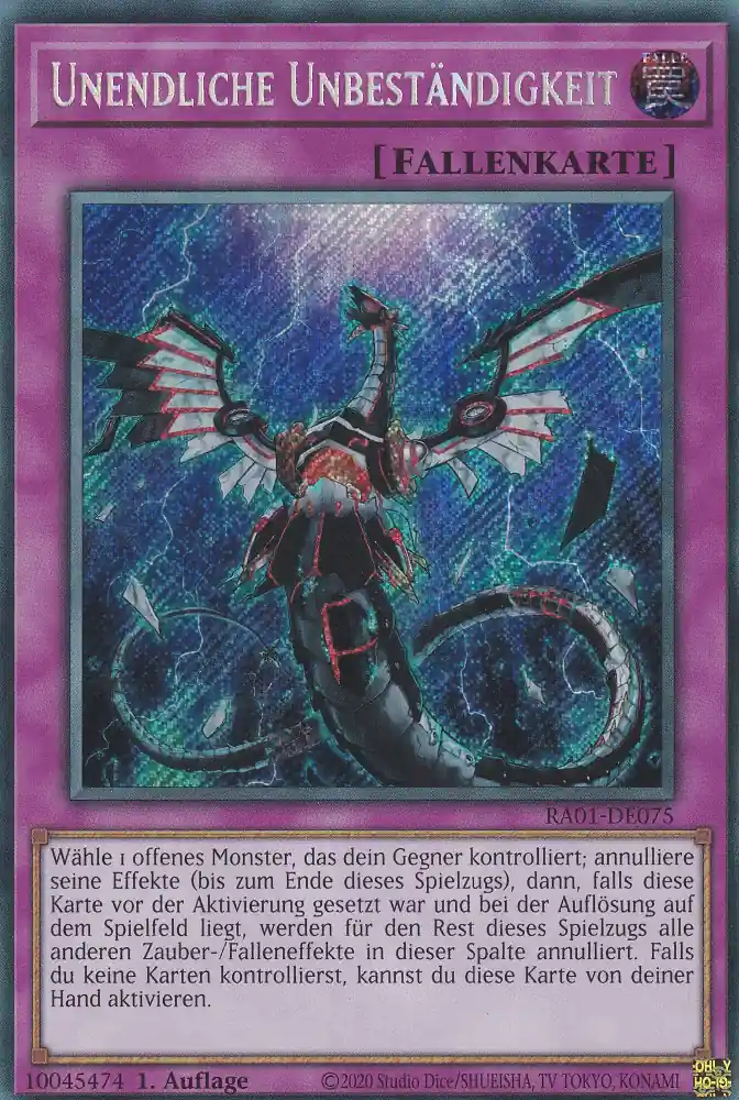 Unendliche Unbeständigkeit RA01-DE075 ist in Secret Rare Yu-Gi-Oh Karte aus 25th Anniversary Rarity Collection 1.Auflage