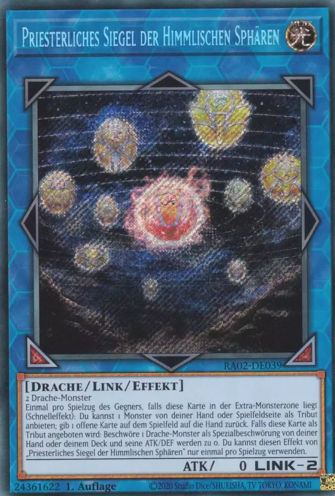 Priesterliches Siegel der Himmlischen Sphären RA02-DE039 ist in Secret Rare Yu-Gi-Oh Karte aus 25th Anniversary Rarity Collection 2 1.Auflage
