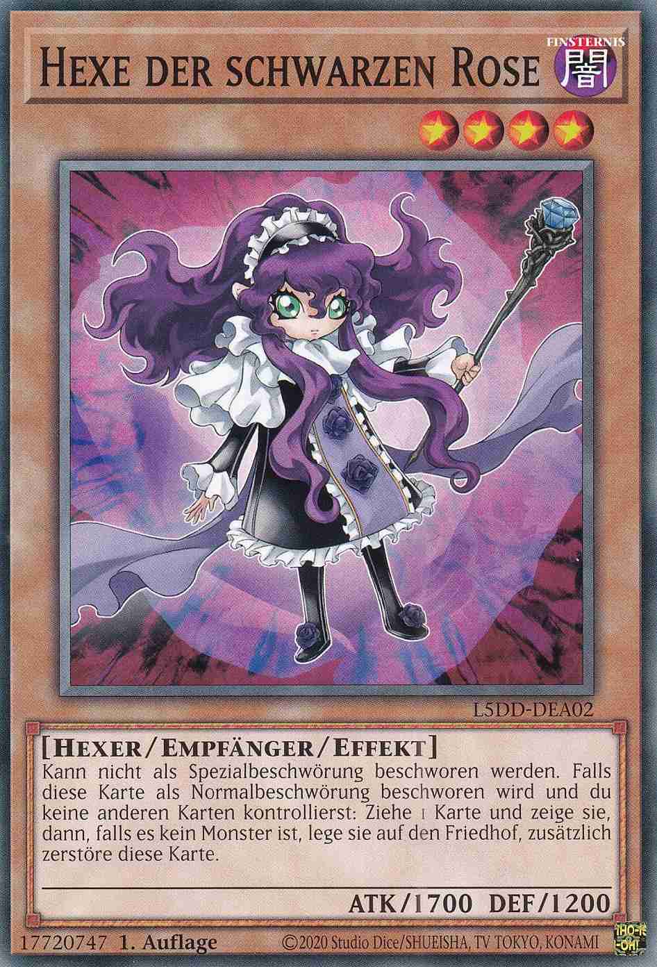 Hexe der schwarzen Rose Common L5DD-DEA02 Yugioh Karte Hexe der schwarzen Rose L5DD-DEA02 ist in Common Yu-Gi-Oh Karte aus Legendary 5D’s Decks 1.Auflage