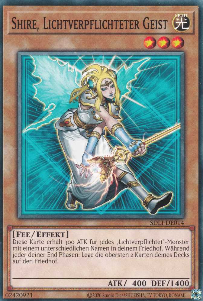 Shire, Lichtverpflichteter Geist SDLI-DE014 ist in Common Yu-Gi-Oh Karte aus Realm Of Light unlimitiert