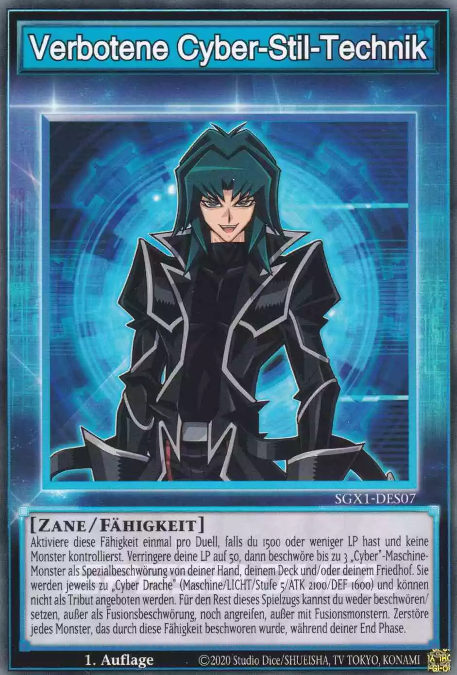 Verbotene Cyber-Stil-Technik SGX1-DES07 ist in Common Yu-Gi-Oh Karte aus Speed Duel GX Duel Academy Box 1.Auflage