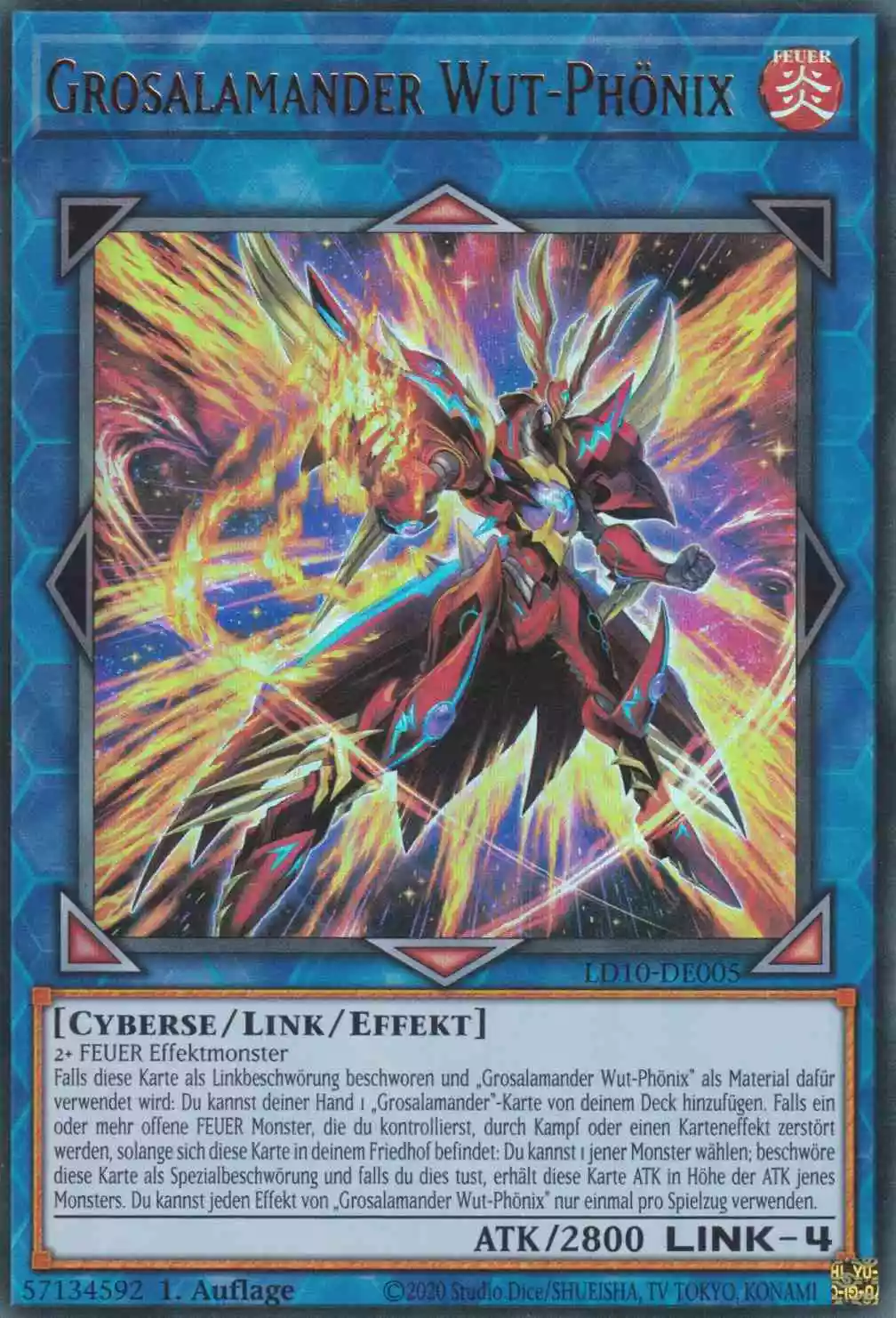 Grosalamander Wut-Phönix LD10-DE005 ist in Ultra Rare Yu-Gi-Oh Karte aus Legendary Duelists Soulburning Volcano 1.Auflage