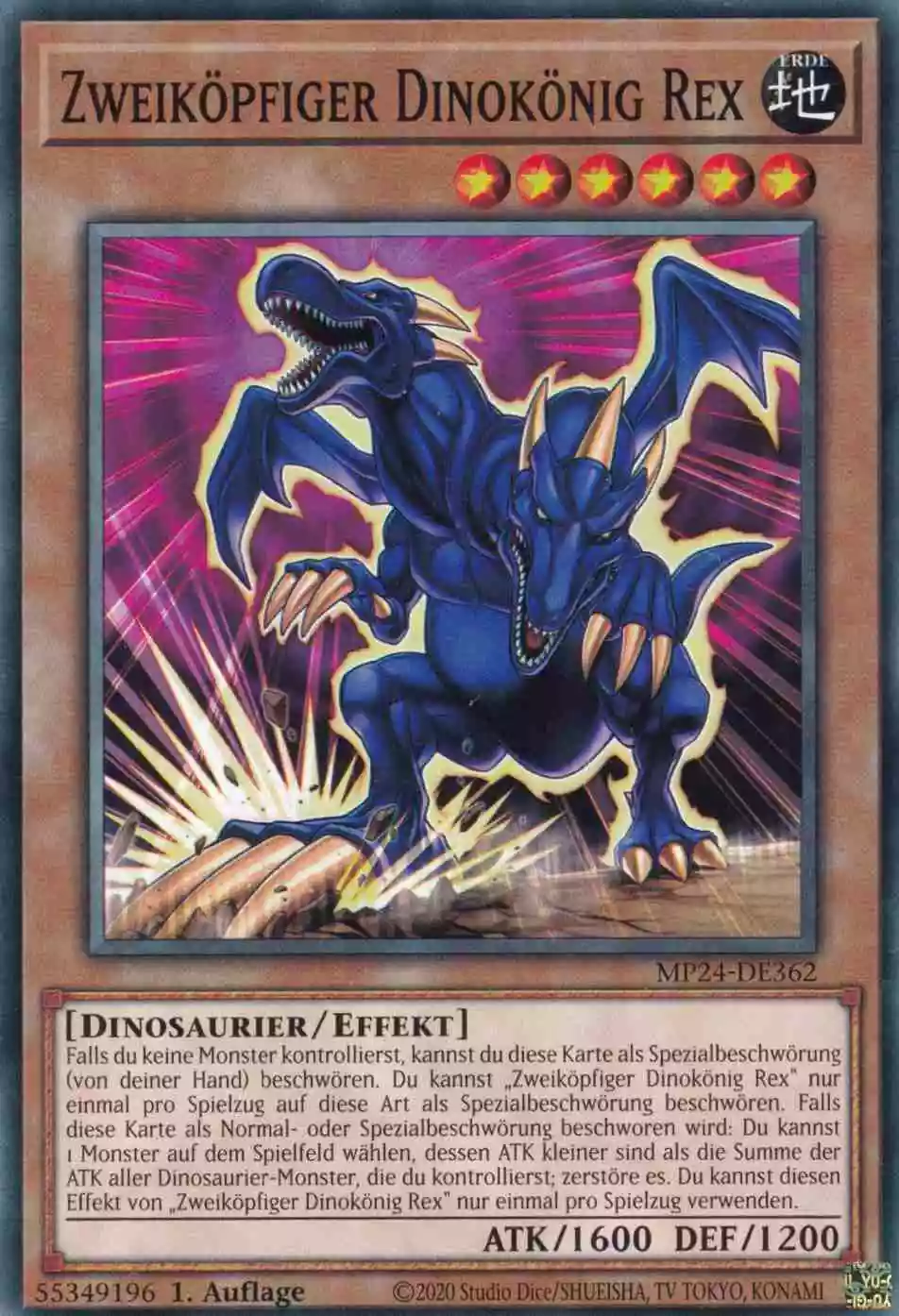 Zweiköpfiger Dinokönig Rex MP24-DE362 ist in Common Yu-Gi-Oh Karte aus 25th Anniversary Tin Dueling Mirrors 1.Auflage