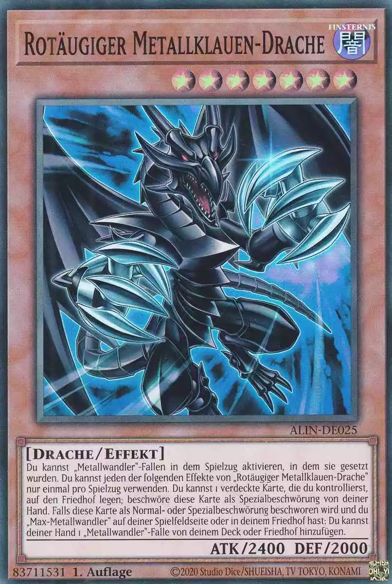 Rotäugiger Metallklauen-Drache ALIN-DE025 ist in Super Rare Yu-Gi-Oh Karte aus Alliance Insight 1.Auflage