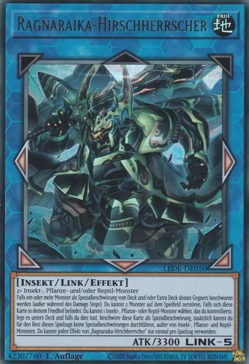 Ragnaraika-Hirschherrscher LEDE-DE050 ist in Ultra Rare Yu-Gi-Oh Karte aus Legacy Of Destruction 1.Auflage