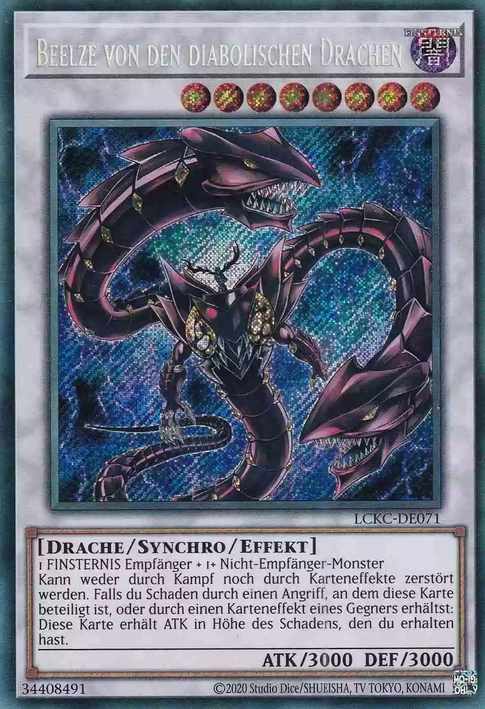 Beelze von den diabolischen Drachen LCKC-DE071 ist in Secret Rare Yu-Gi-Oh Karte aus Legendary Collection Kaiba unlimitiert
