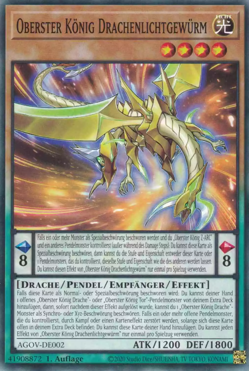 Oberster König Drachenlichtgewürm AGOV-DE002 ist in Common Yu-Gi-Oh Karte aus Age of Overlord 1.Auflage