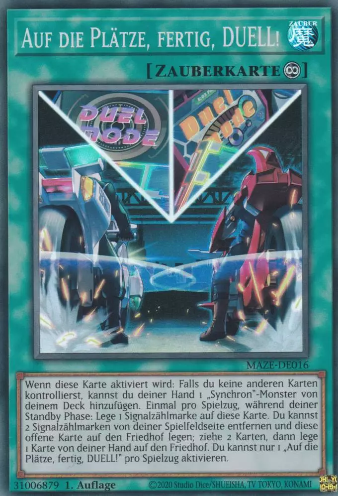 Auf die Plätze, fertig, DUELL! MAZE-DE016 ist in Super Rare Yu-Gi-Oh Karte aus Maze of Memories 1.Auflage