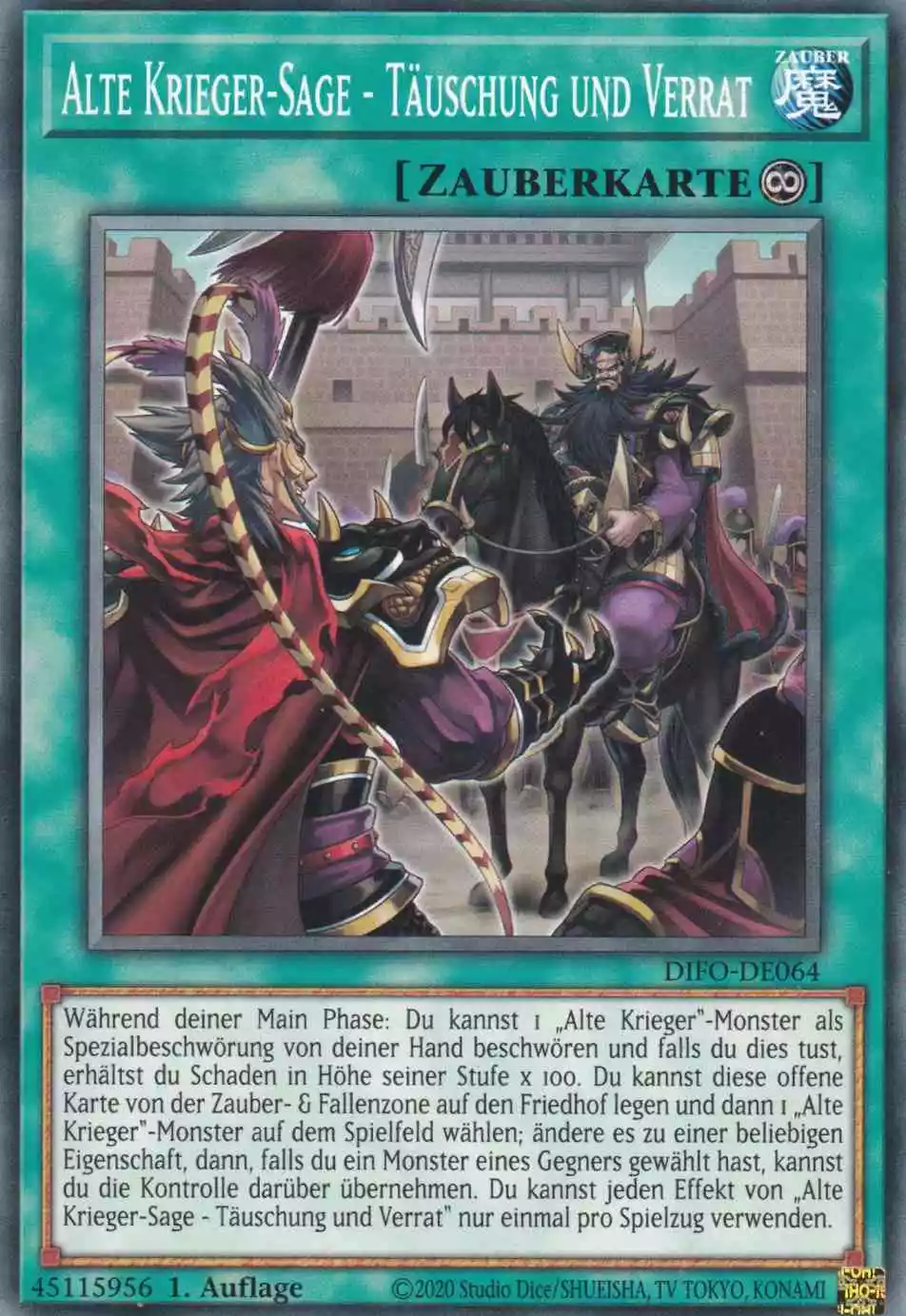 Alte Krieger-Sage - Täuschung und Verrat DIFO-DE064 ist in Common Yu-Gi-Oh Karte aus Dimension Force 1.Auflage