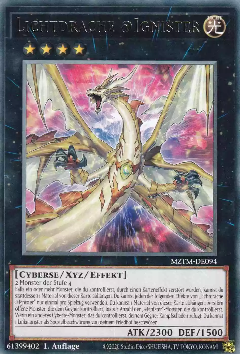 Lichtdrache @Ignister MZTM-DE094 ist in Rare Yu-Gi-Oh Karte aus Maze of the Master 1.Auflage
