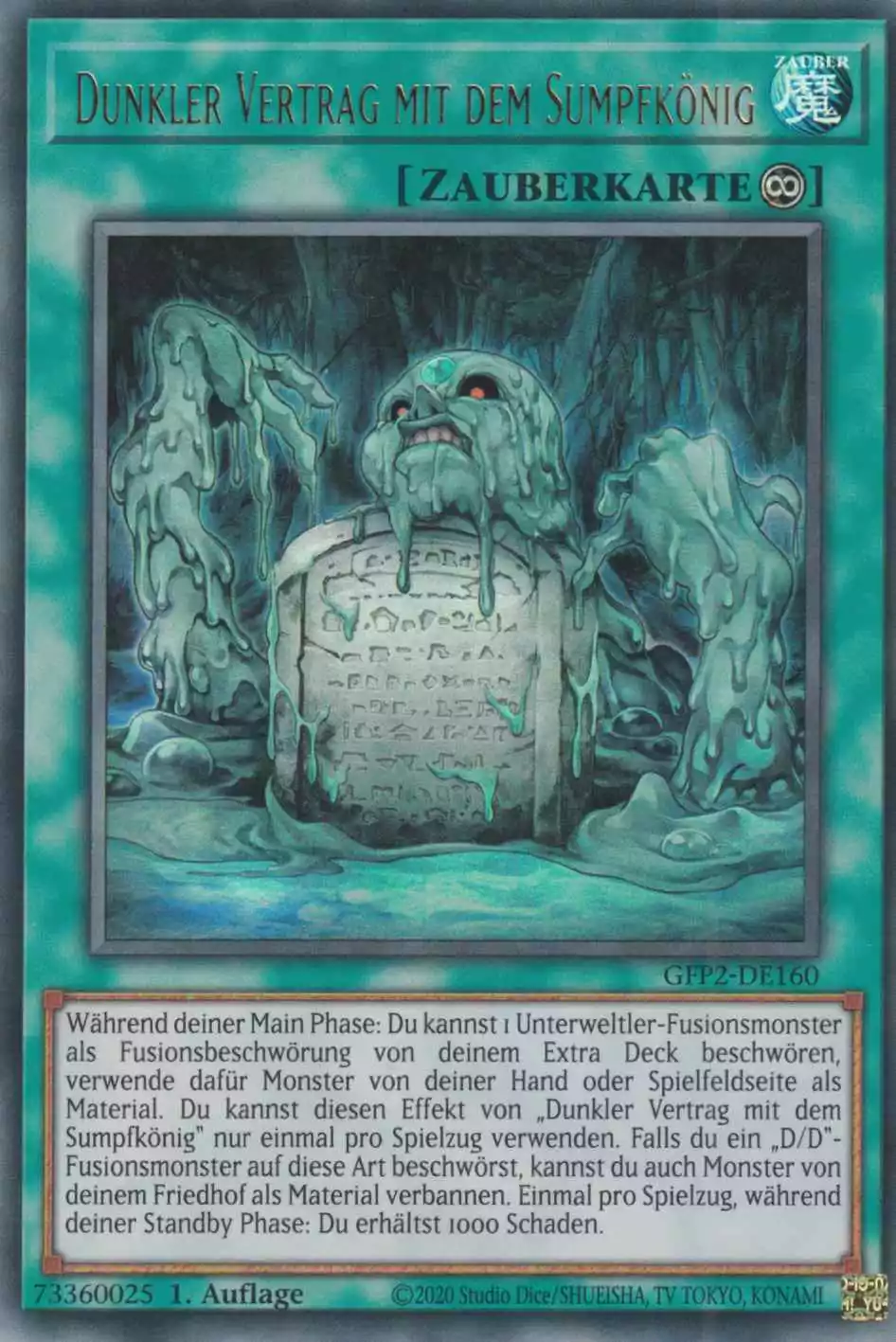 Dunkler Vertrag mit dem Sumpfkönig GFP2-DE160 ist in Ultra Rare Yu-Gi-Oh Karte aus Ghosts from the Past The 2nd Haunting 1.Auflage