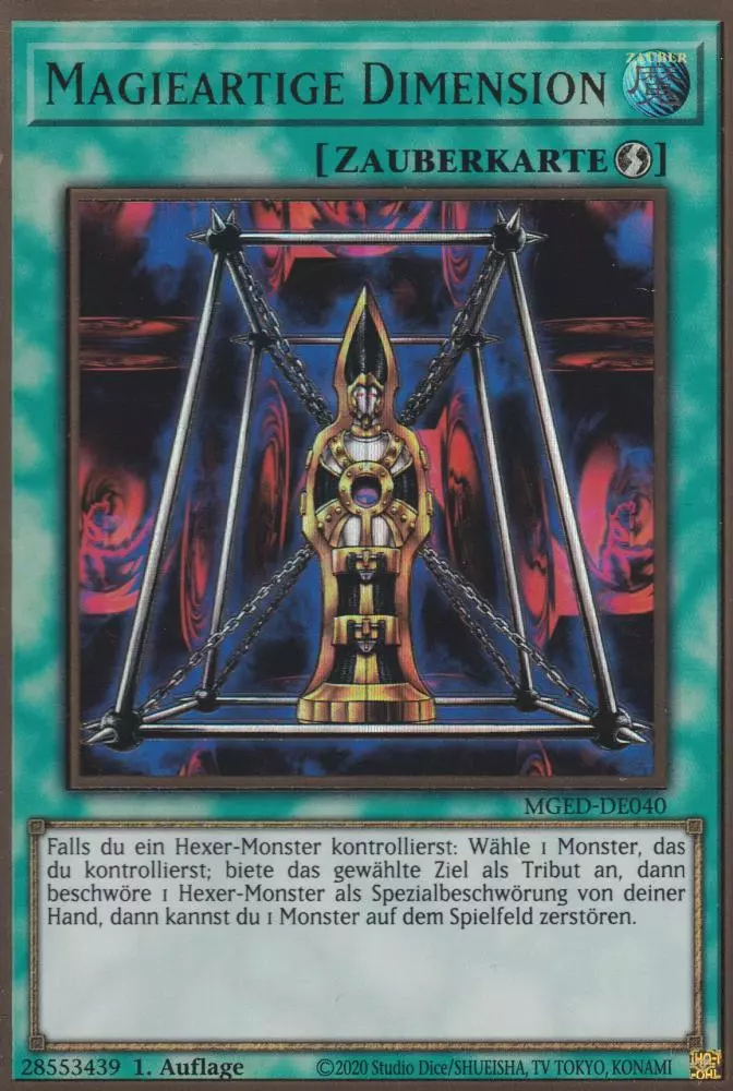 Magieartige Dimension MGED-DE040 ist in Premium Gold Rare Yu-Gi-Oh Karte aus Maximum Gold El Dorado 1.Auflage