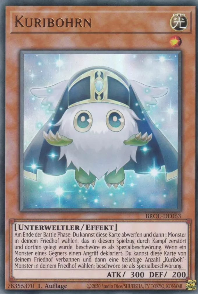 Kuribohrn BROL-DE063 ist in Ultra Rare Yu-Gi-Oh Karte aus Brothers of Legend 1.Auflage