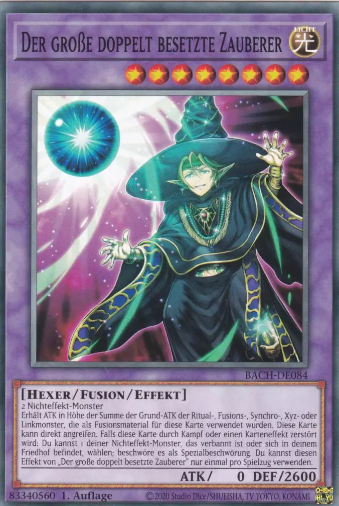 Der große doppelt besetzte Zauberer BACH-DE084 ist in Common Yu-Gi-Oh Karte aus Battle of Chaos 1.Auflage