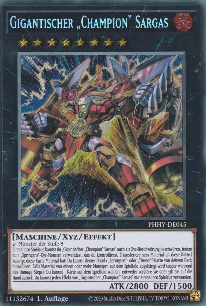 Gigantischer „Champion“ Sargas PHHY-DE045 ist in Secret Rare Yu-Gi-Oh Karte aus Photon Hypernova 1.Auflage