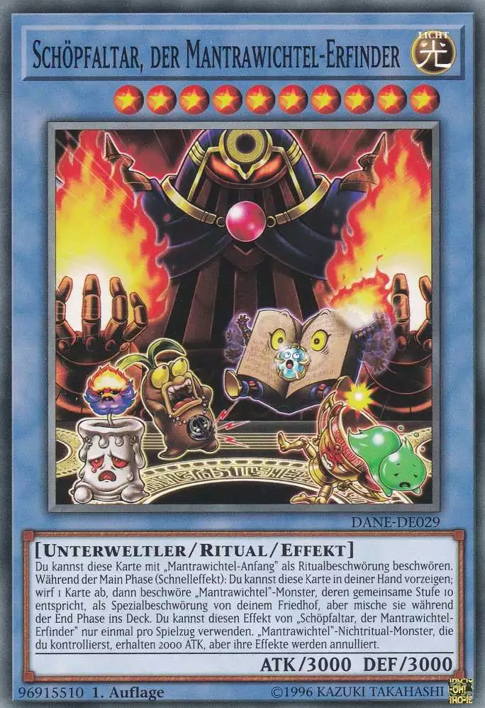 Schöpfaltar, der Mantrawichtel-Erfinder DANE-DE029 ist in Common Yu-Gi-Oh Karte aus Dark Neostorm 1.Auflage