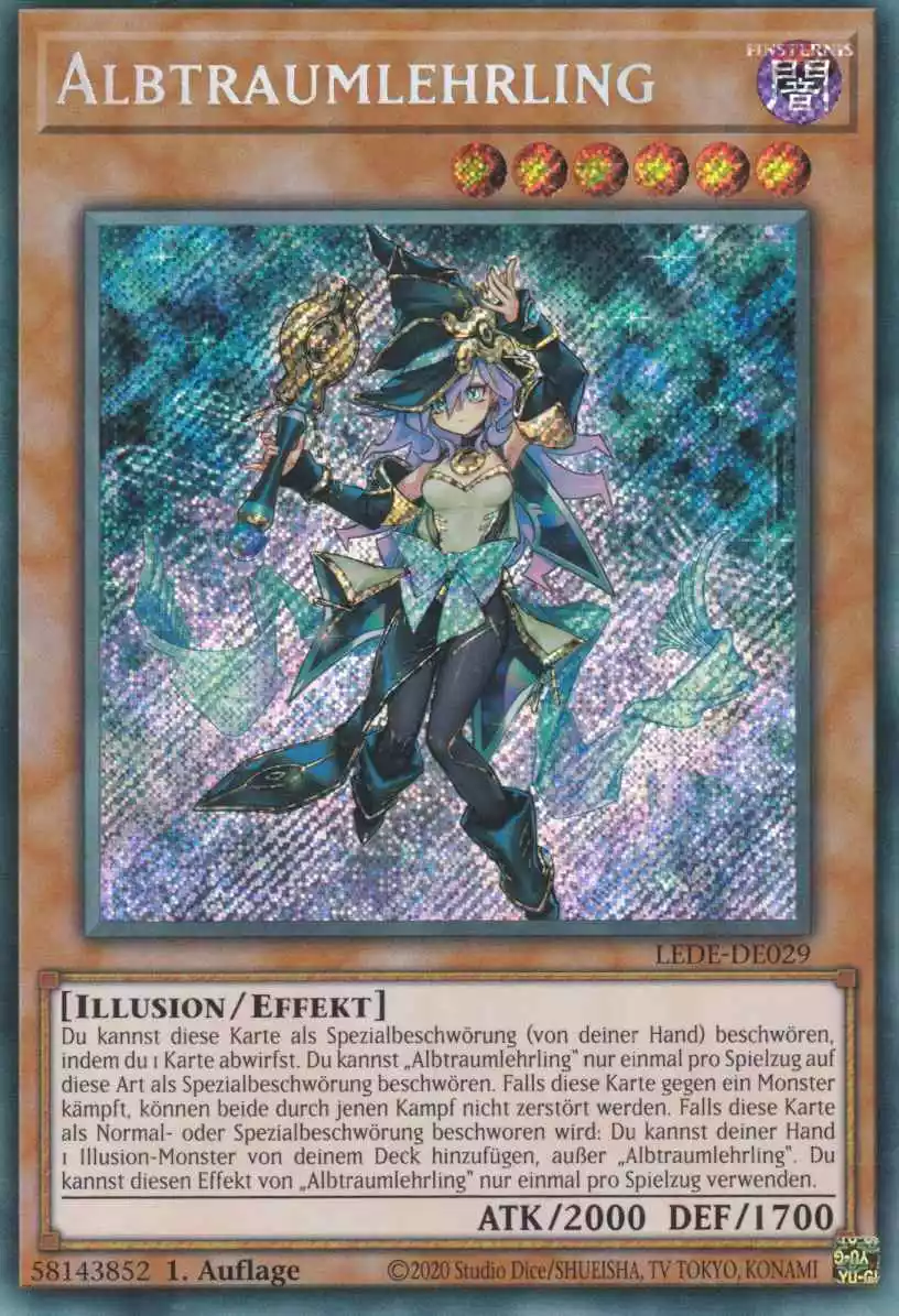 Albtraumlehrling LEDE-DE029 ist in Secret Rare Yu-Gi-Oh Karte aus Legacy Of Destruction 1.Auflage