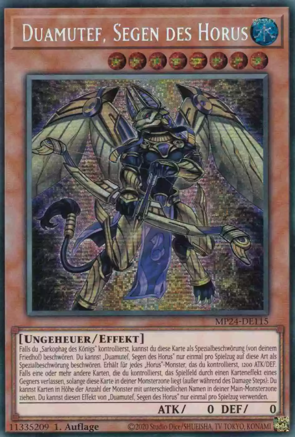 Duamutef, Segen des Horus MP24-DE115 ist in Prismatic Secret Rare Yu-Gi-Oh Karte aus 25th Anniversary Tin Dueling Mirrors 1.Auflage