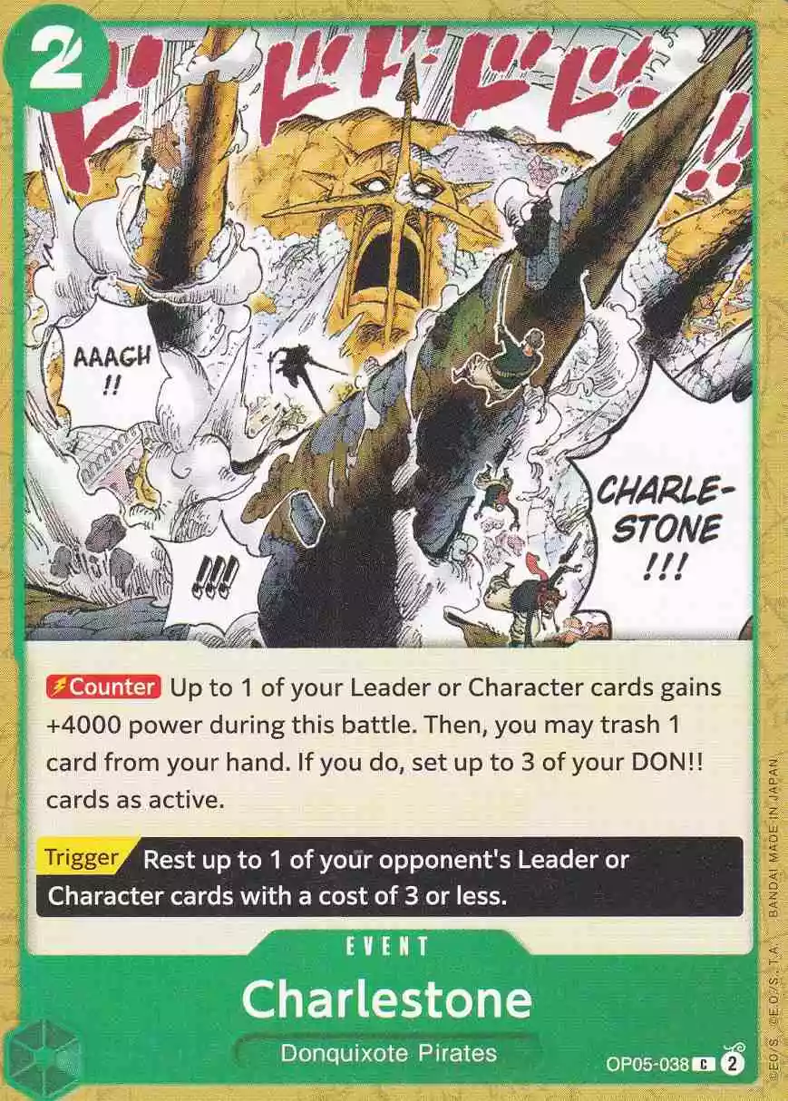 op05-038-charlestone-common-awakening-of-the-new-era Charlestone OP05-038 ist in Common. Die One Piece Karte ist aus Awakening of the New Era in Normal Art.
