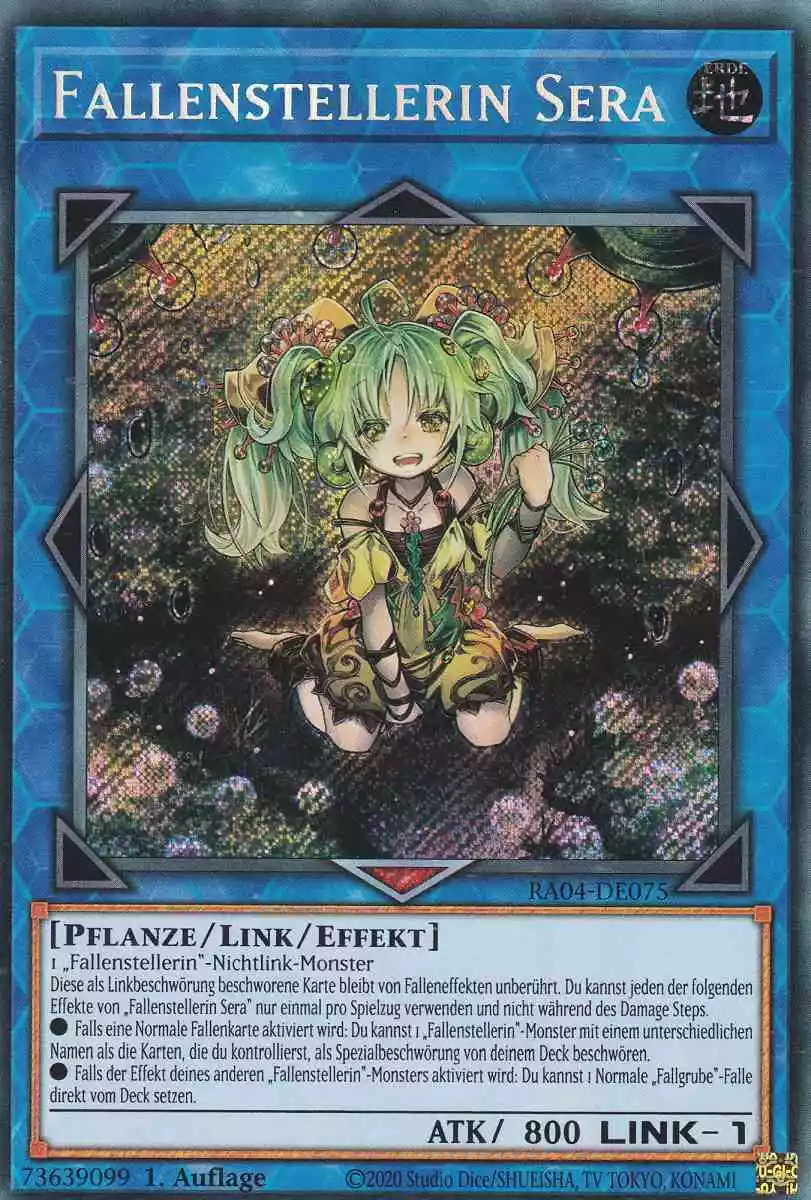 Fallenstellerin Sera RA04-DE075 ist in Secret Rare Yu-Gi-Oh Karte aus Quarter Century Stampede 1.Auflage