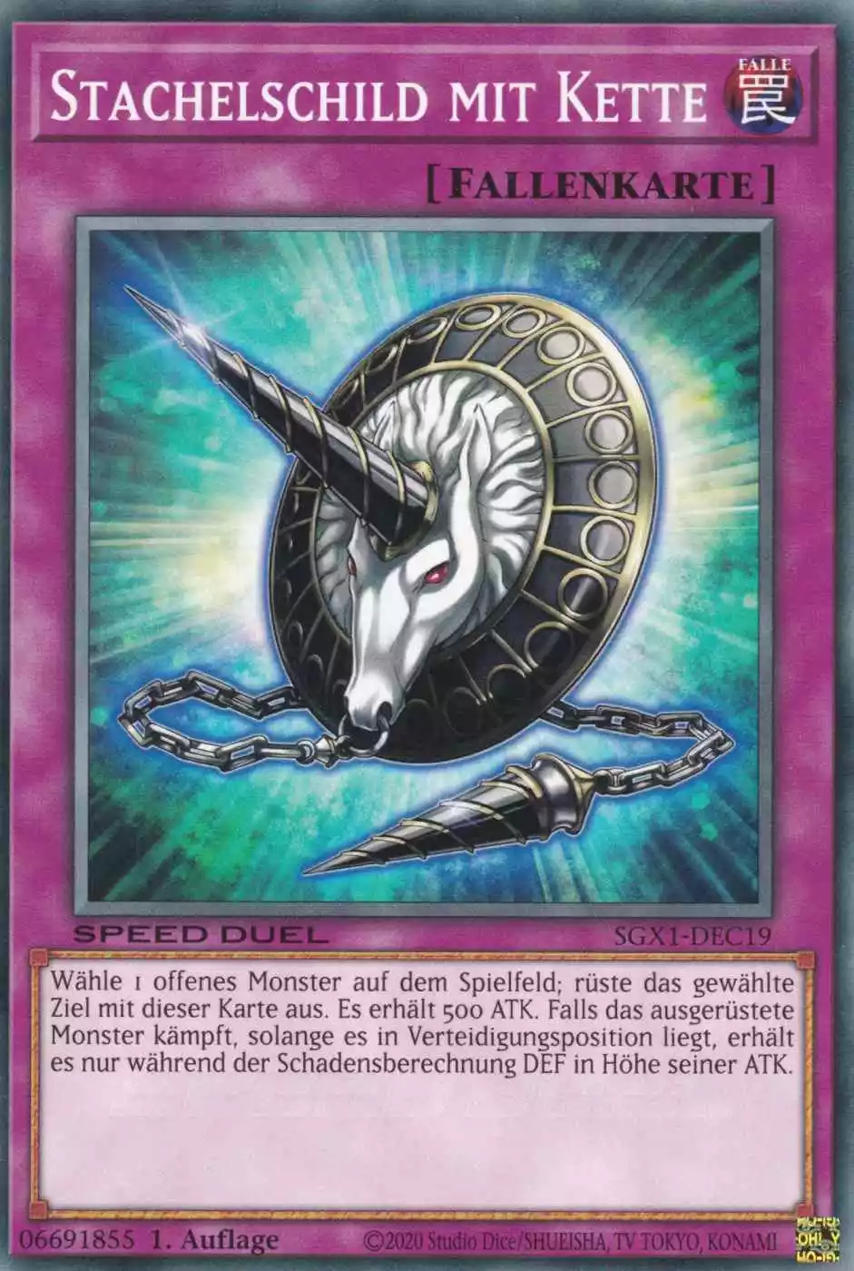 Stachelschild mit Kette SGX1-DEC19 ist in Common Yu-Gi-Oh Karte aus Speed Duel GX Duel Academy Box 1.Auflage