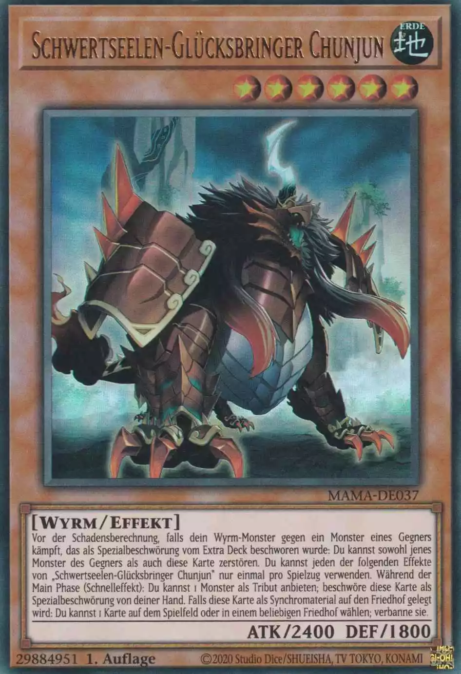 mama-de037-schwertseelen-gluecksbringer-chunjun-ultra-rare-magnificent-mavens Schwertseelen-Glücksbringer Chunjun MAMA-DE037 ist in Ultra Rare Yu-Gi-Oh Karte aus Magnificent Mavens 1.Auflage
